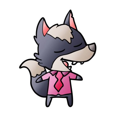 vektör çizim karikatür kurt gülen