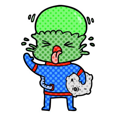 garip karikatür uzaylı vektör çizim