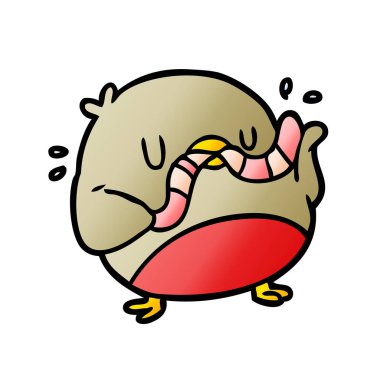 karikatür kuş solucan yeme