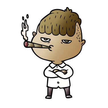 vektör çizim karikatür adam Sigara