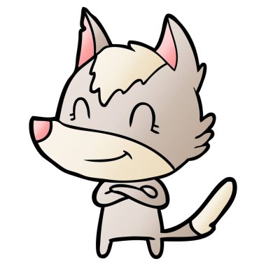 vektör çizim dostu karikatür kurt