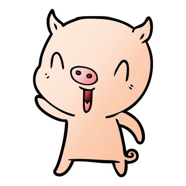 mutlu karikatür domuz vektör çizim