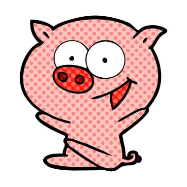 neşeli oturma domuz çizgi film