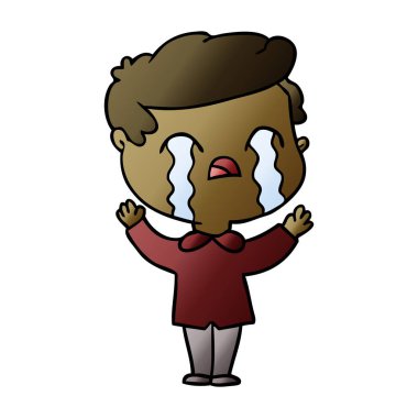 vektör çizim karikatür adam ağlıyor