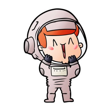 mutlu karikatür astronot vektör çizim