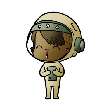 mutlu karikatür alan kız