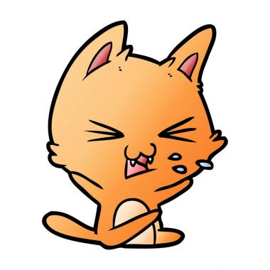 vektör çizim karikatür kedi tıslama