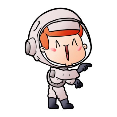 mutlu karikatür astronot vektör çizim