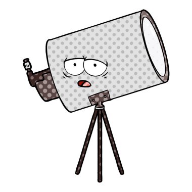karikatür sıkılmış teleskop ile yüz