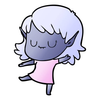 mutlu karikatür elf kızı