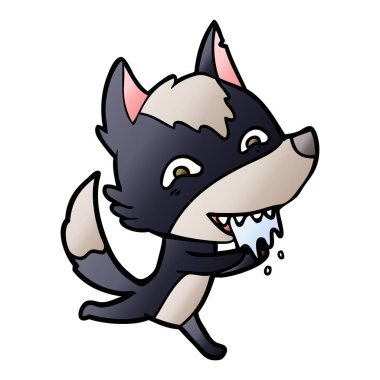 vektör çizim karikatür aç kurt