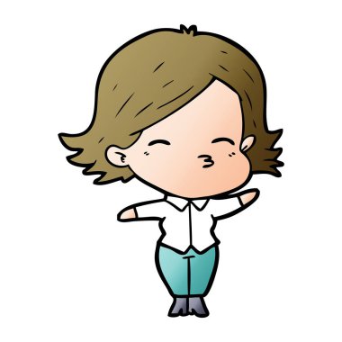 Çizgi filmdeki kadının vektör çizimi