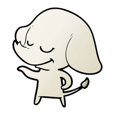 vektör çizim karikatür fil gülümseyen