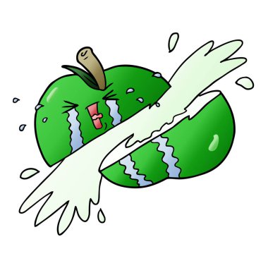 vektör çizim karikatür dilimlenmiş elma