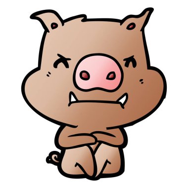 kızgın çizgi film domuz vektör çizim