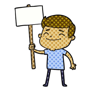 mutlu çizgi film adam vektör çizim