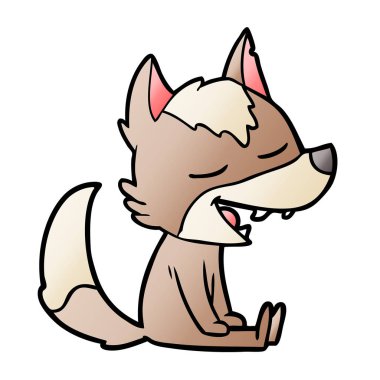 vektör çizim karikatür kurt gülen