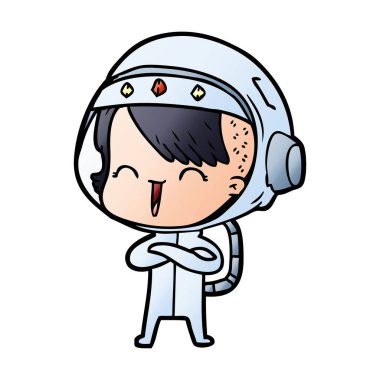 mutlu karikatür alan kız