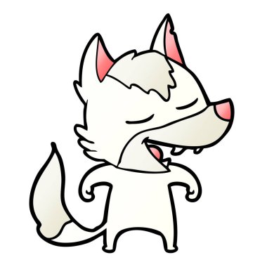 vektör çizim karikatür kurt gülen