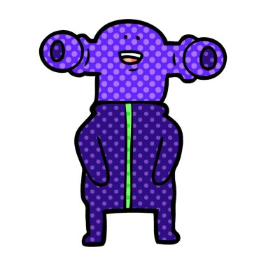 Dostu karikatür uzaylı vektör çizim