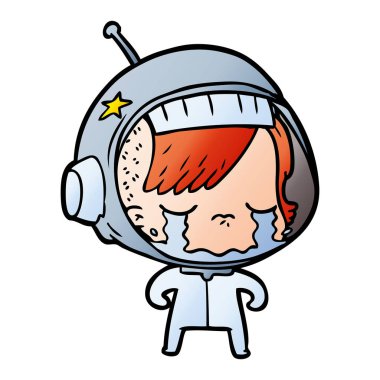 ağlayan astronot kız çizgi film