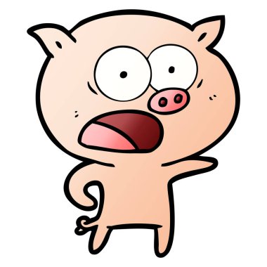 vektör çizim karikatür domuz bağırarak