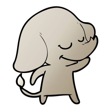 vektör çizim karikatür fil gülümseyen