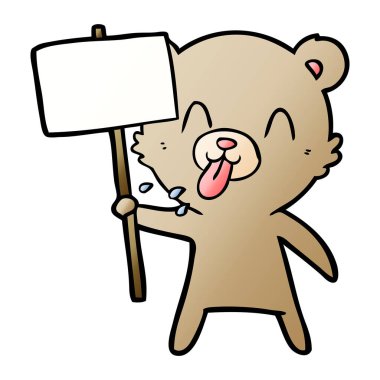 kaba karikatür ayı protesto işareti ile