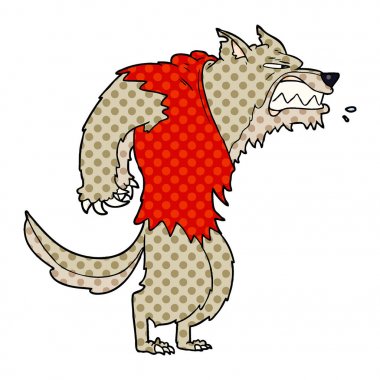 vektör çizim öfkeli kurtadam çizgi film