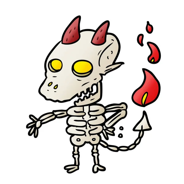 Dibujos Animados Espeluznante Esqueleto Demonio — Archivo Imágenes Vectoriales
