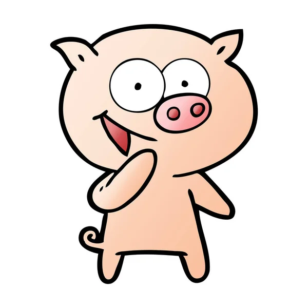 Illustration Vectorielle Dessin Animé Cochon Riant — Image vectorielle