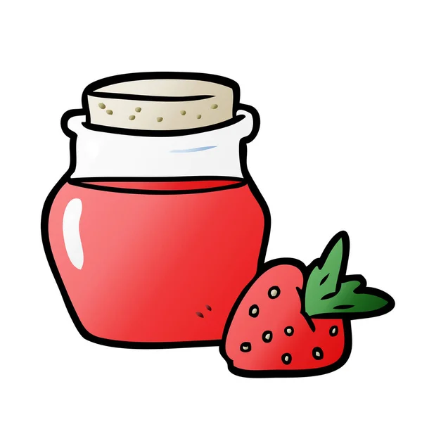 Cartoon Jar Strawberry Jam — Stock Vector