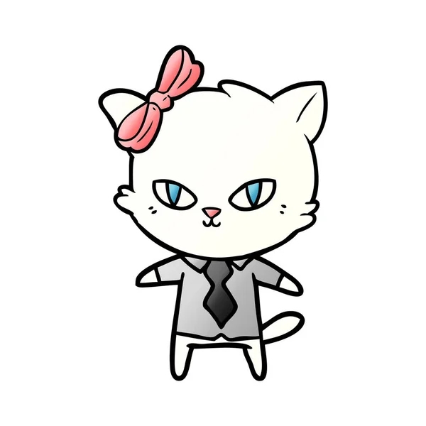 Cute Cartoon Cat Boss — Stock Vector