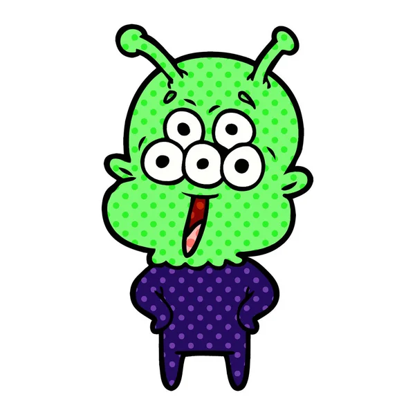 Vectorillustratie Voor Happy Cartoon Alien — Stockvector