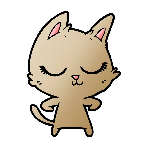 Vector Illustration Calm Cartoon Cat — Stock Vector