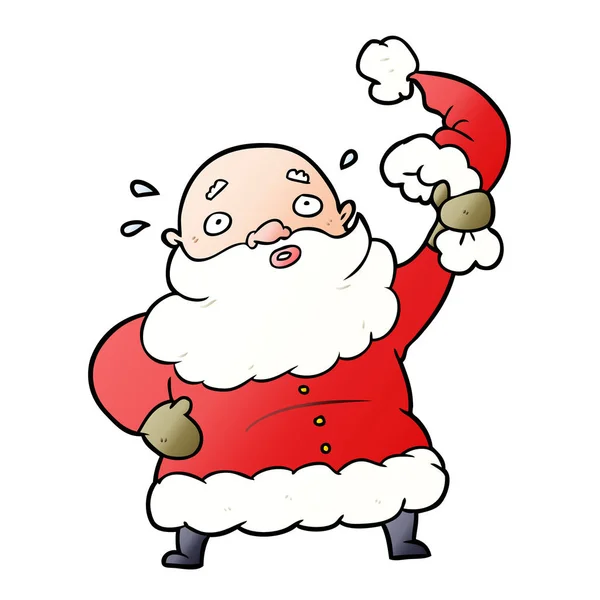 Santa Claus Κουνώντας Καπέλο Του Κινούμενα Σχέδια — Διανυσματικό Αρχείο