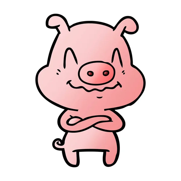 Illustration Vectorielle Cochon Dessin Animé Nerveux — Image vectorielle