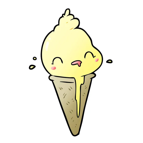 Lindo Helado Dibujos Animados — Vector de stock