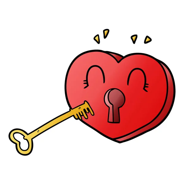 Cartoon Heart Key — Stock Vector