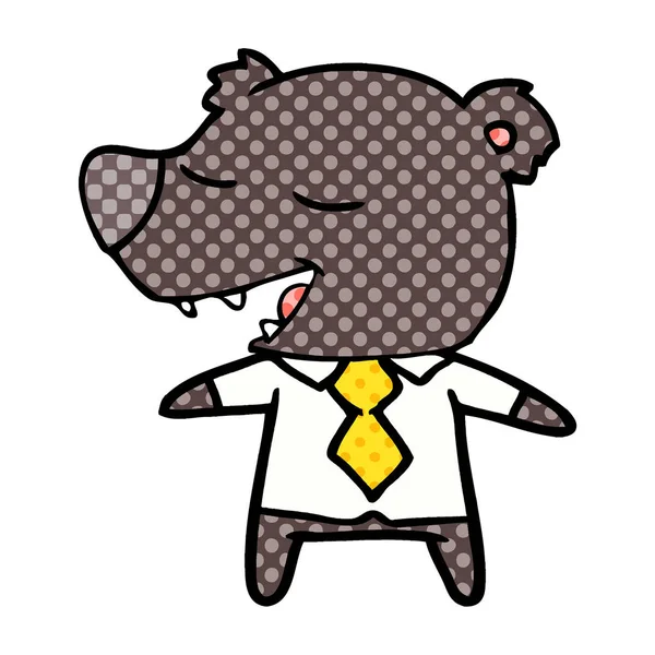 Cartoon Bear Wearing Shirt Tie — Stock Vector