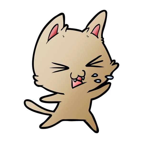 Gambar Vektor Dari Kartun Kucing Mendesis - Stok Vektor