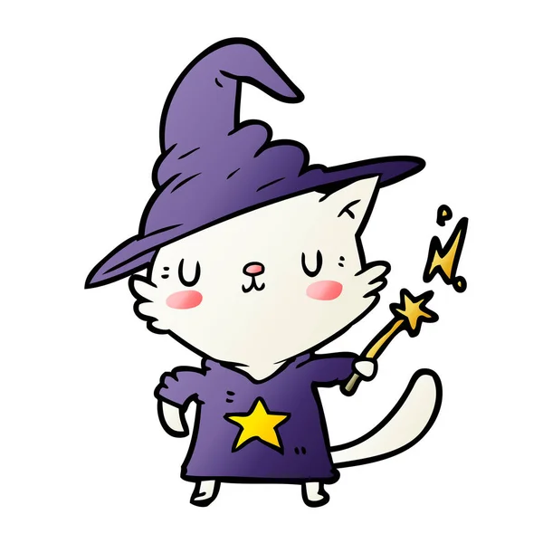 Magique Incroyable Dessin Animé Chat Magicien — Image vectorielle