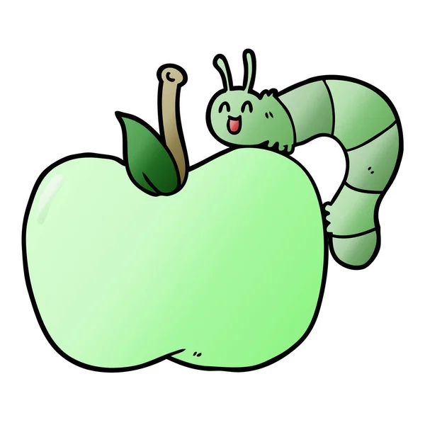 Cartoon Apple Bug — Stock Vector