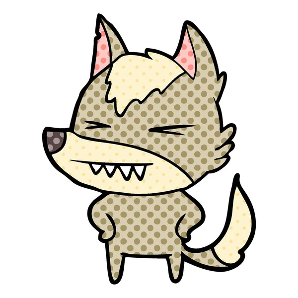 Ilustración Vectorial Dibujos Animados Lobo Enojado — Archivo Imágenes Vectoriales