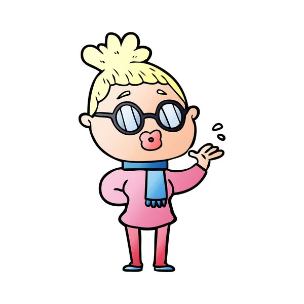 Cartoon Frau Mit Brille — Stockvektor