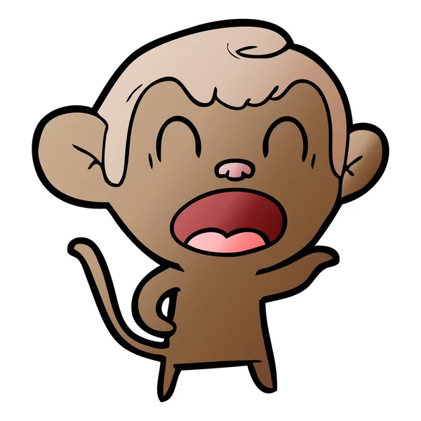 Shouting Cartoon Monkey Pointing — стоковый вектор