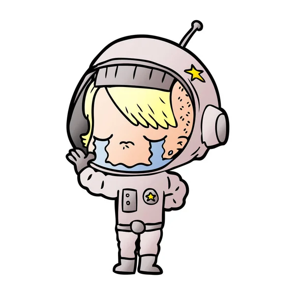Dibujos Animados Llorando Astronauta Chica — Archivo Imágenes Vectoriales