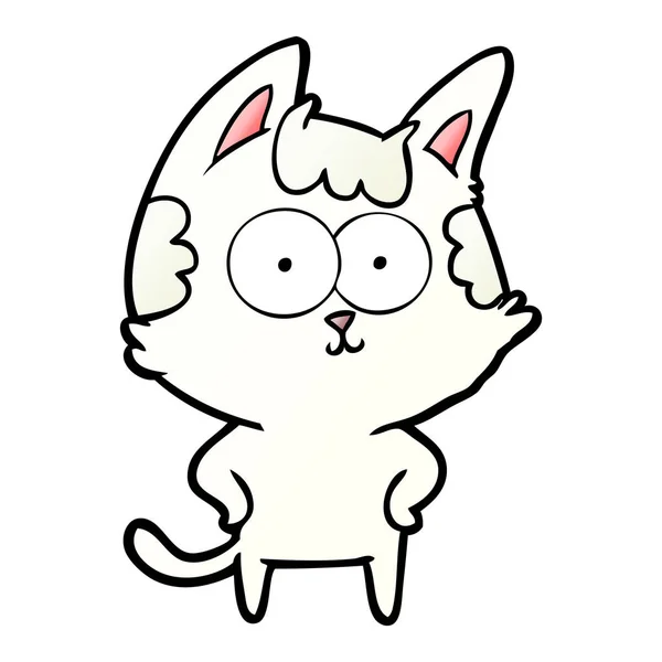 Vectorillustratie Van Happy Cartoon Kat — Stockvector