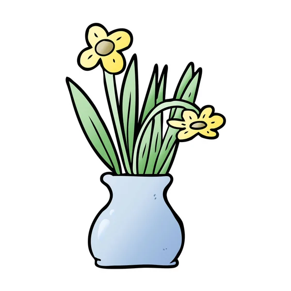 Desenhos Animados Flores Vaso — Vetor de Stock