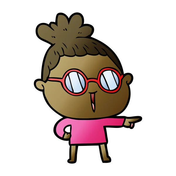 Mujer Dibujos Animados Con Gafas — Archivo Imágenes Vectoriales